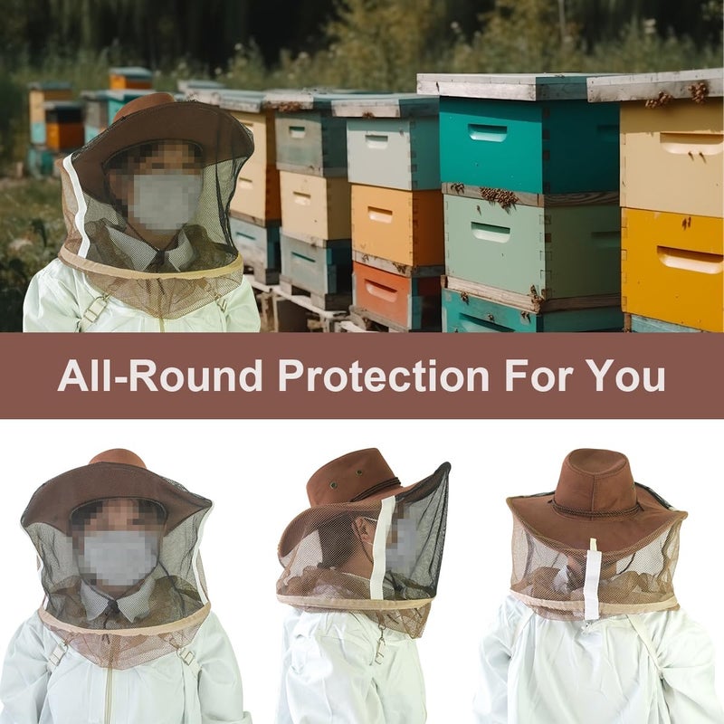 witbee Beekeeper Cowboy Hat with Veil, Beekeeping Veil Hat Beekeeping Protective Gear for Professional Beekeepers Bee Keeper Costume - Image 3